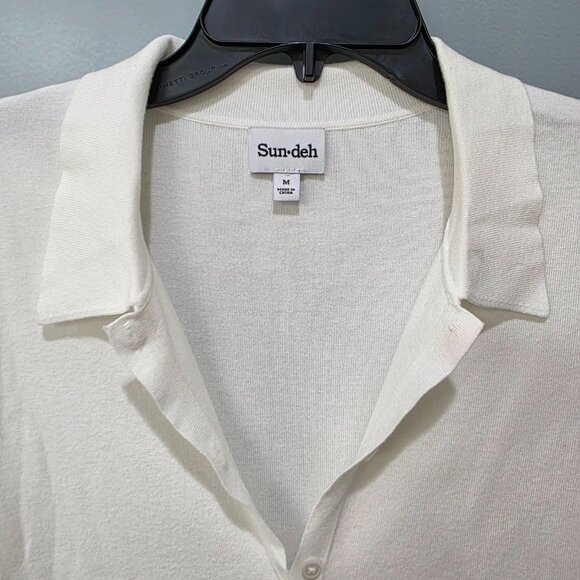 Sundeh Women’s White Button-Down Polo Collar Mini Dress – Size M – Short Sleeve - Picture 2 of 11